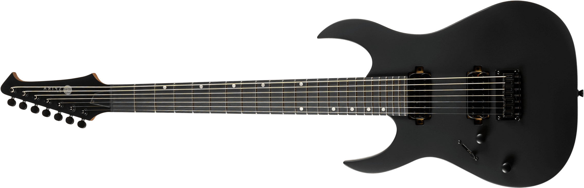 Spira Guitars S407 Mbk Lh Gaucher 7c Baryton 2h Ht Ebh Ht - Satin Black - Bariton elektrische gitaar - Main picture