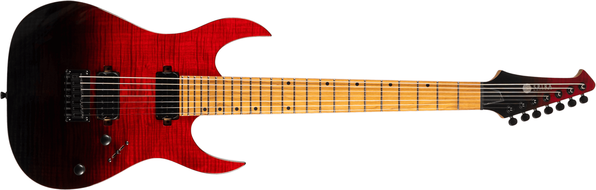 Spira Guitars S457 Trd 7c Baritone 2h Ht Mn - Trans Red/black - Bariton elektrische gitaar - Main picture