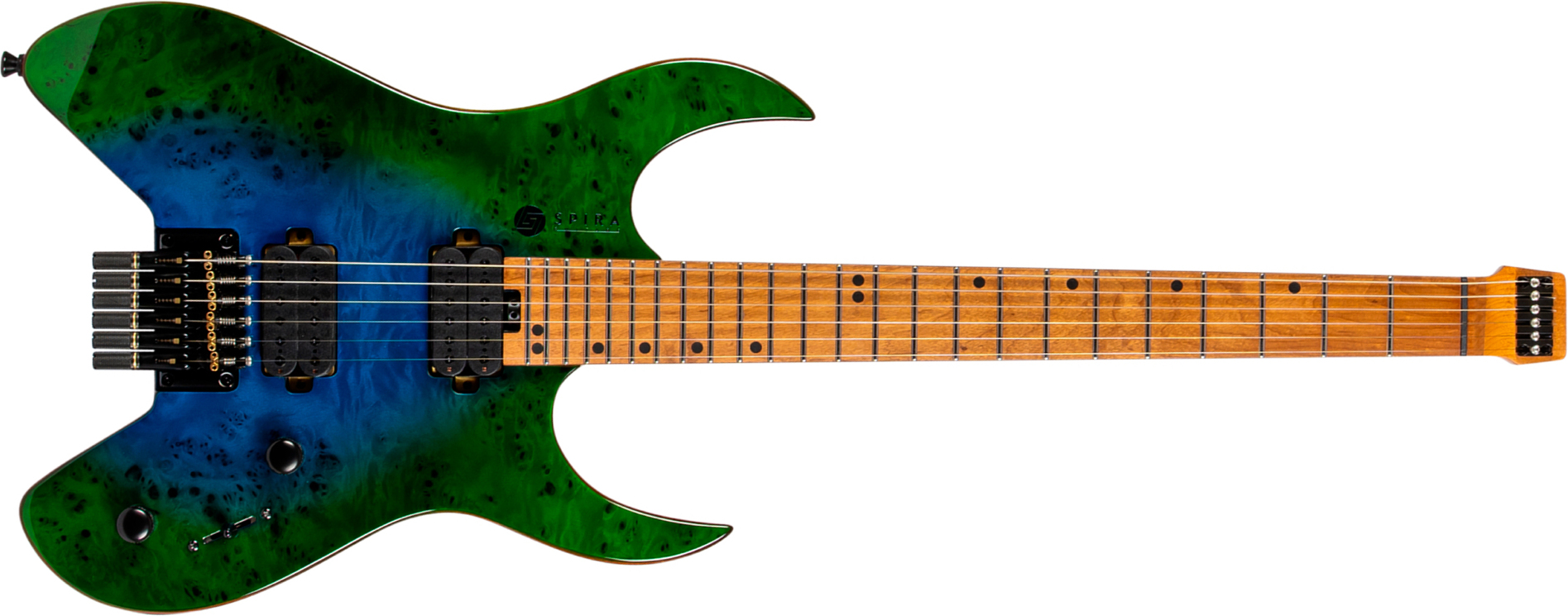 Spira Guitars S500 Gbr Headless 2h Ht Mn - Green & Blue - Double cut gitaar - Main picture