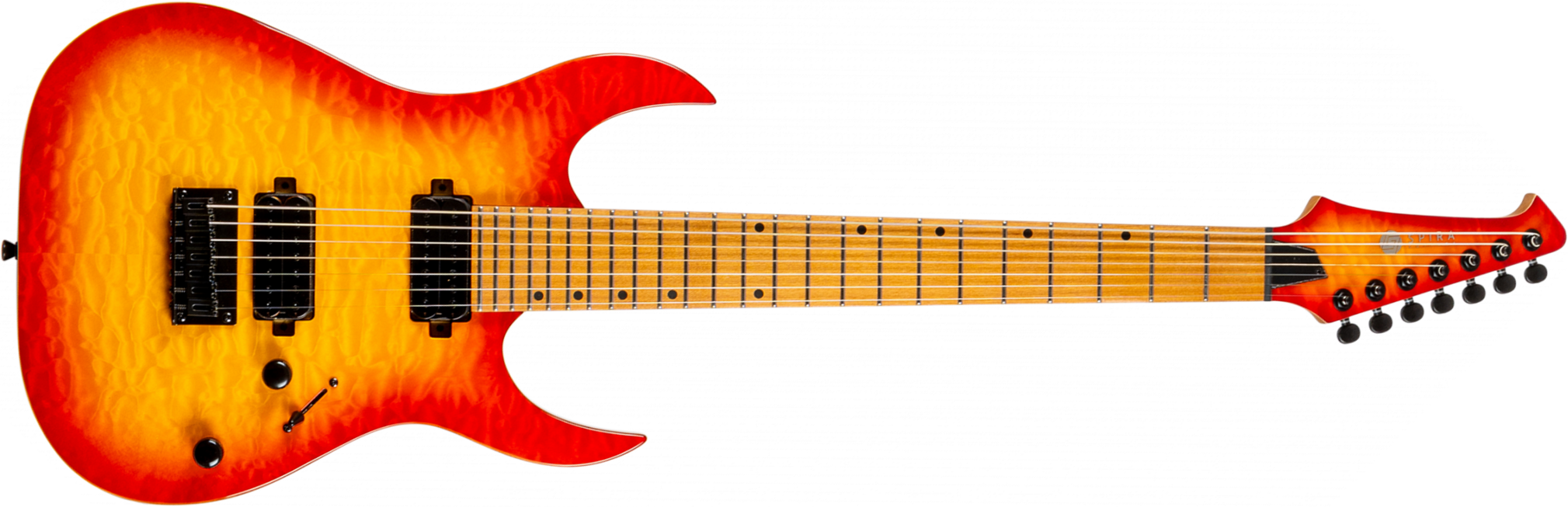 Spira Guitars S507 Qfb 7c Baritone 2h Ht Mn - Fireburst - Bariton elektrische gitaar - Main picture