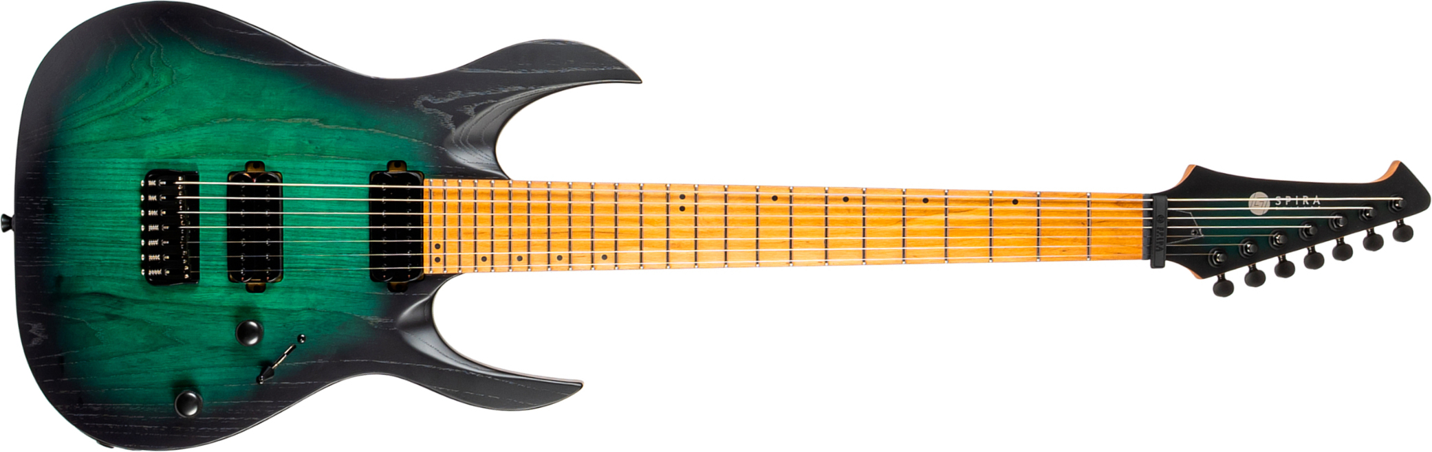 Spira Guitars S607 Agr 7c Baryton 2h Ht Eb - Stained Green - Bariton elektrische gitaar - Main picture