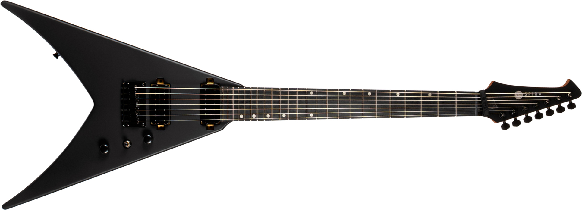 Spira Guitars V407 Mbk 7c 2h Ht Eb - Black Satin - Metal elektrische gitaar - Main picture