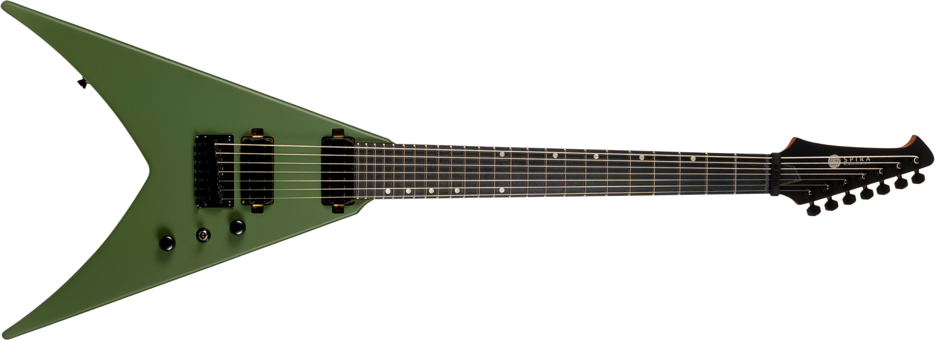Spira Guitars V407 Mgr 7c 2h Ht Eb - Green Satin - Metal elektrische gitaar - Main picture