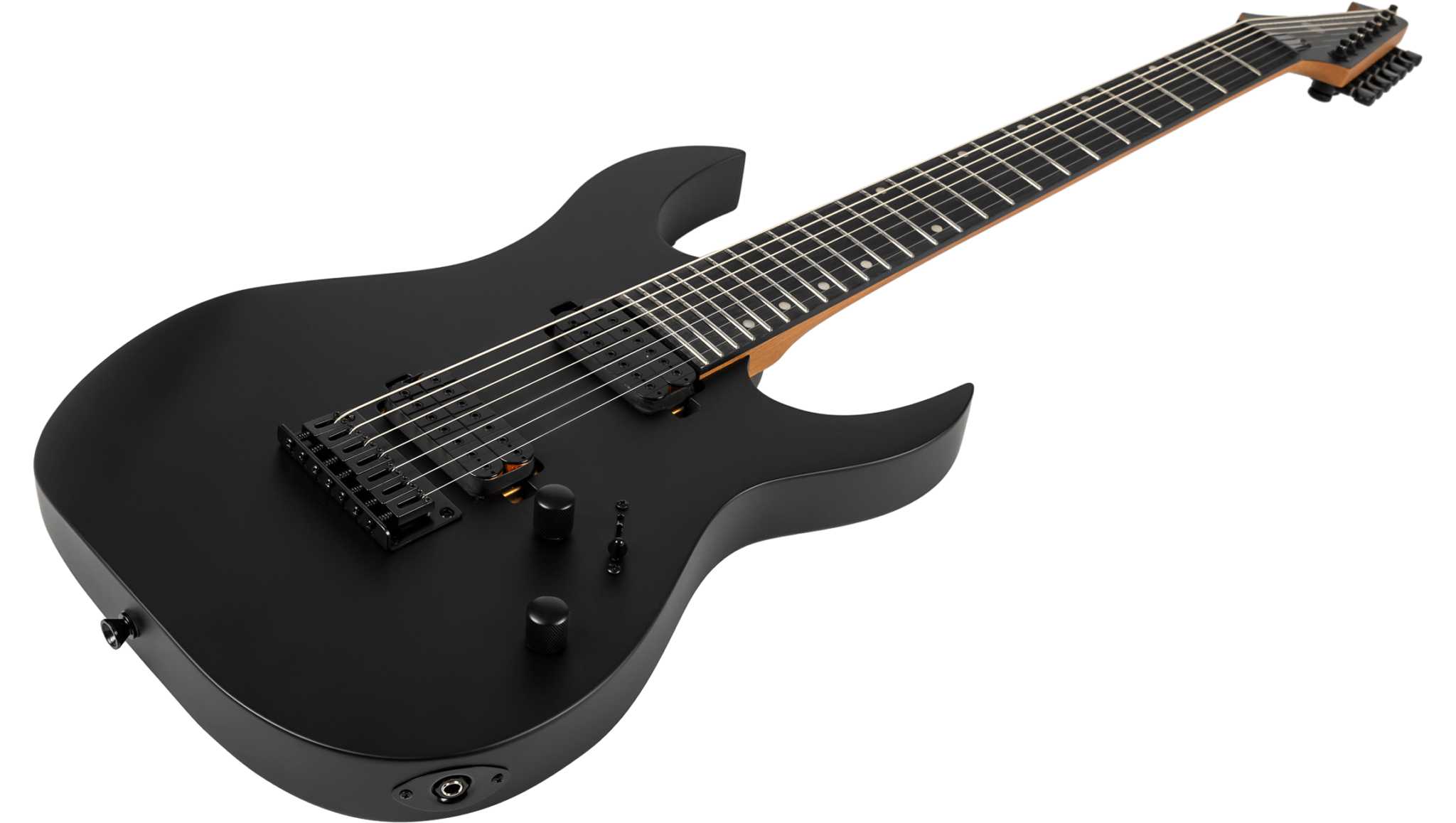 Spira Guitars S407 Mbk Lh Gaucher 7c Baryton 2h Ht Ebh Ht - Satin Black - Bariton elektrische gitaar - Variation 2