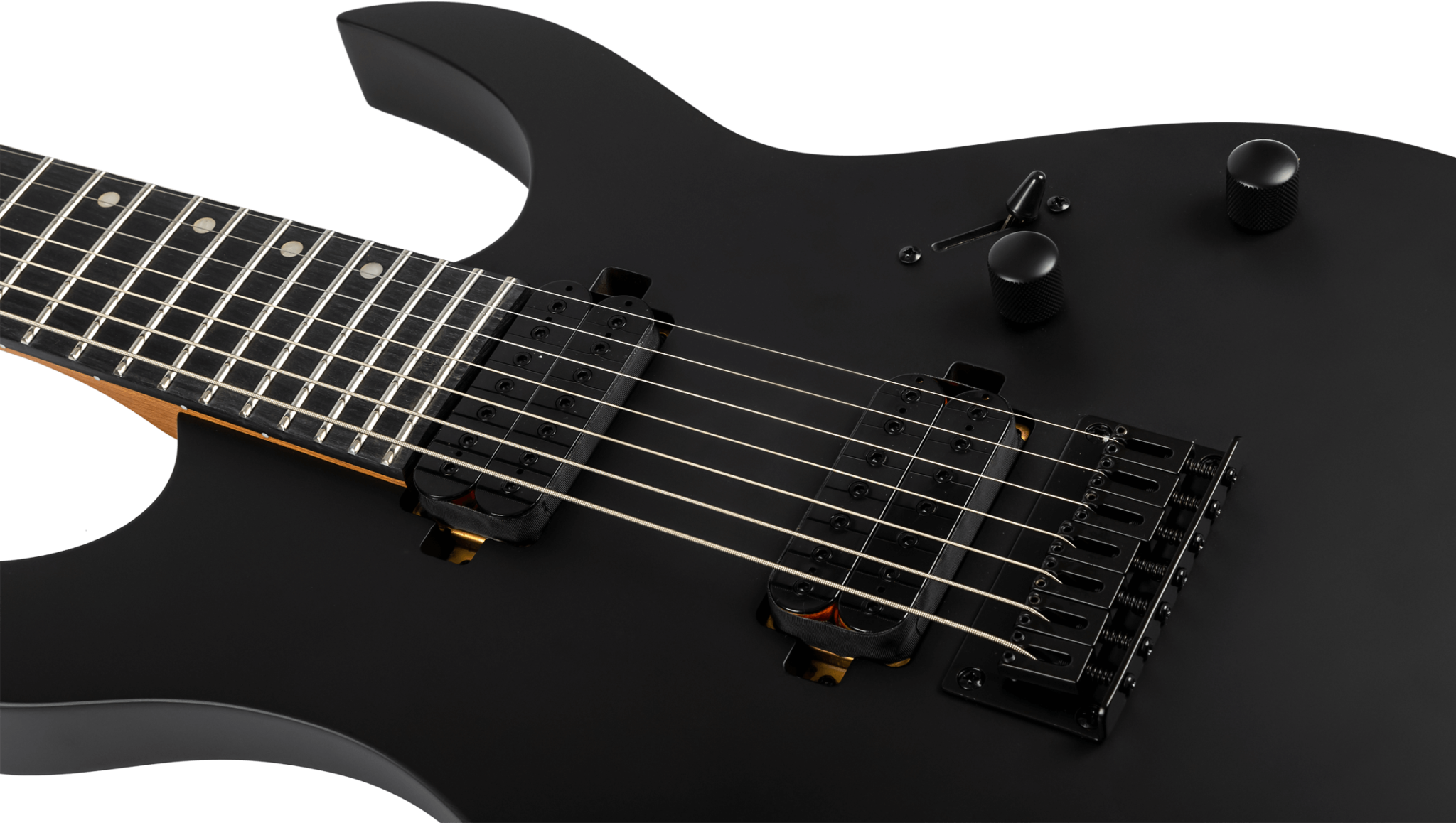 Spira Guitars S407 Mbk Lh Gaucher 7c Baryton 2h Ht Ebh Ht - Satin Black - Bariton elektrische gitaar - Variation 3