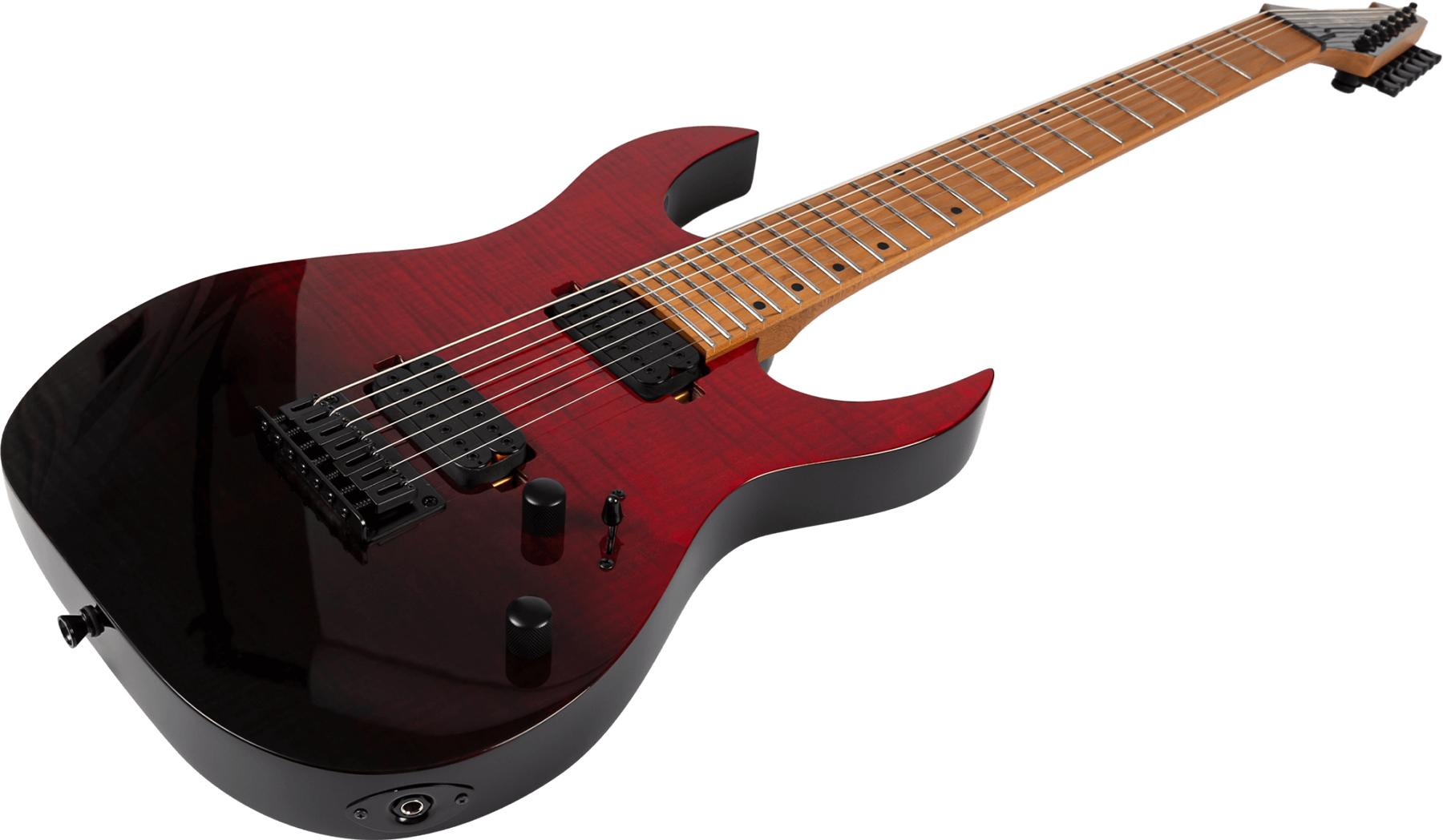 Spira Guitars S457 Trd 7c Baritone 2h Ht Mn - Trans Red/black - Bariton elektrische gitaar - Variation 2