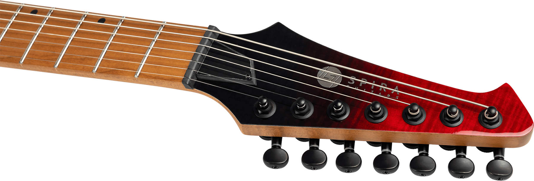 Spira Guitars S457 Trd 7c Baritone 2h Ht Mn - Trans Red/black - Bariton elektrische gitaar - Variation 4