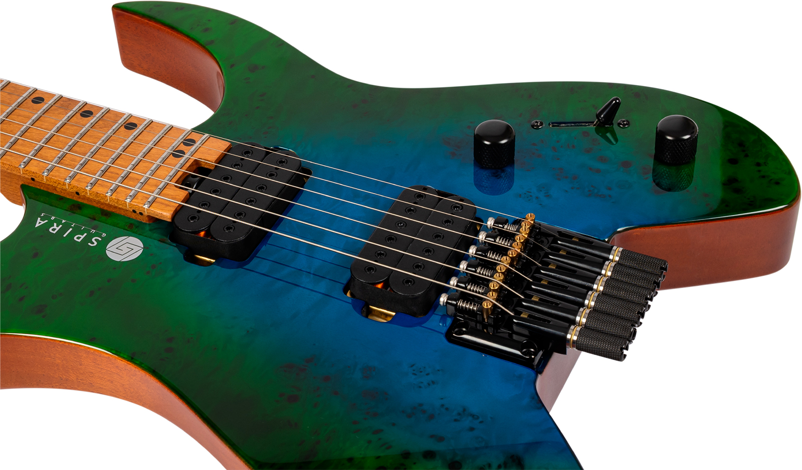 Spira Guitars S500 Gbr Headless 2h Ht Mn - Green & Blue - Double cut gitaar - Variation 3