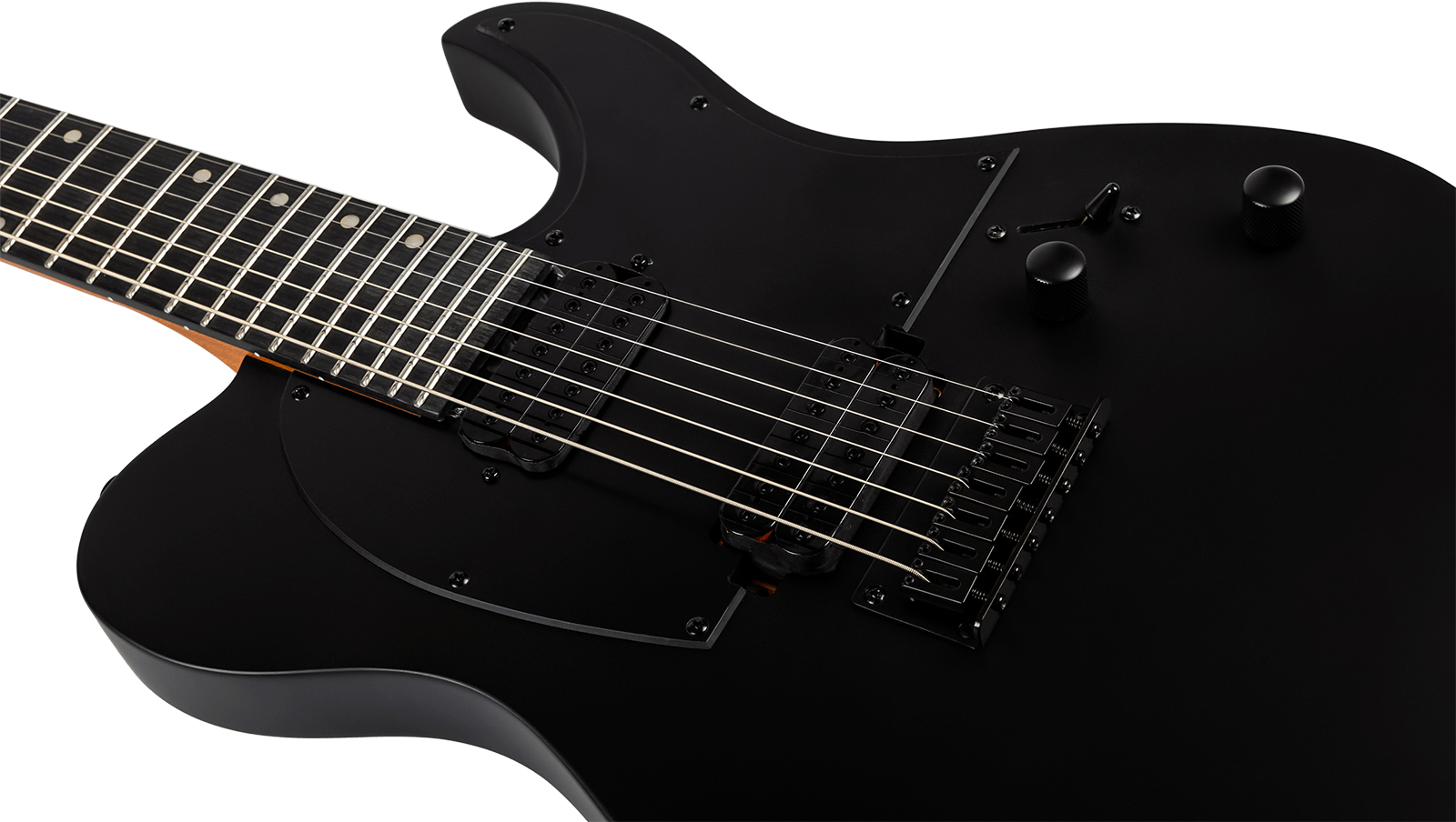 Spira Guitars T407 Mwh 7c 2h Ht Eb - Satin Black - Bariton elektrische gitaar - Variation 4