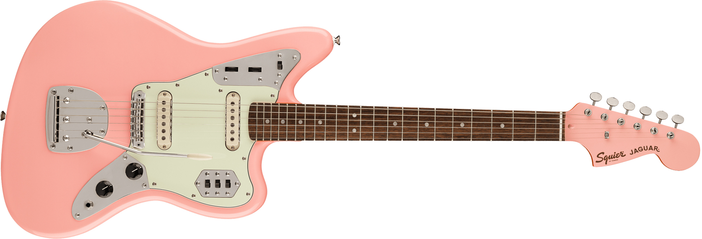 Squier Jaguar Classic Vibe 60s Fsr Ltd Lau - Shell Pink - Retro-rock elektrische gitaar - Main picture