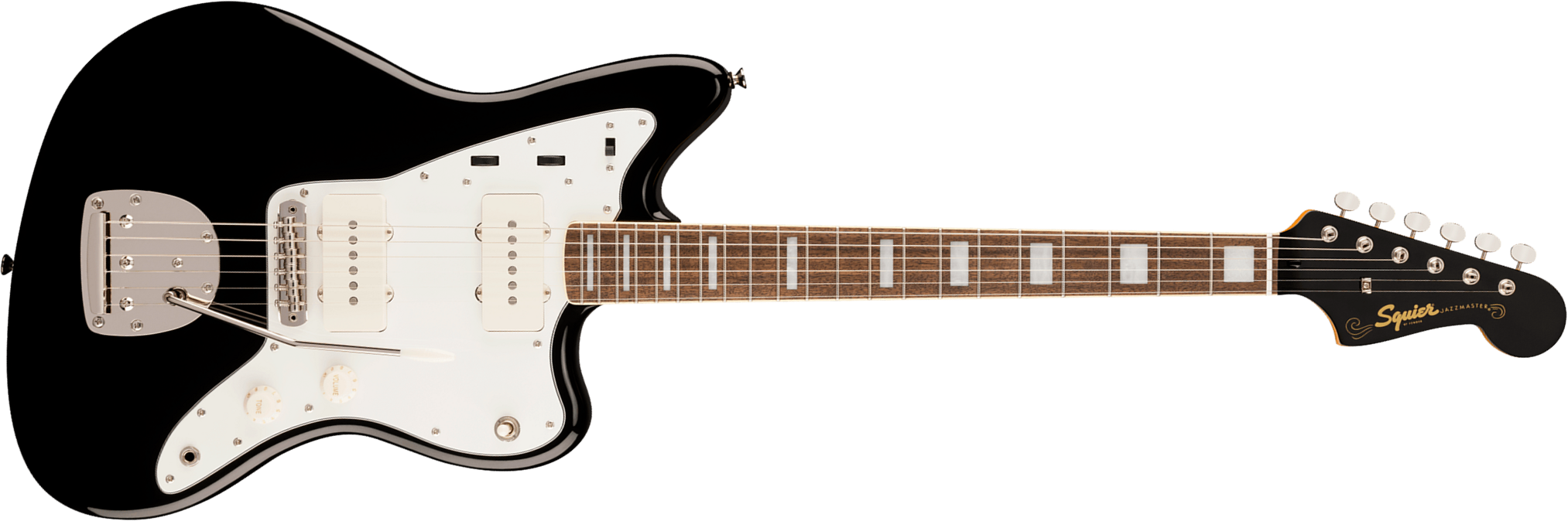 Squier Jazzmaster 60s Classic Vibe Ltd 2s Trem Lau - Black - Retro-rock elektrische gitaar - Main picture