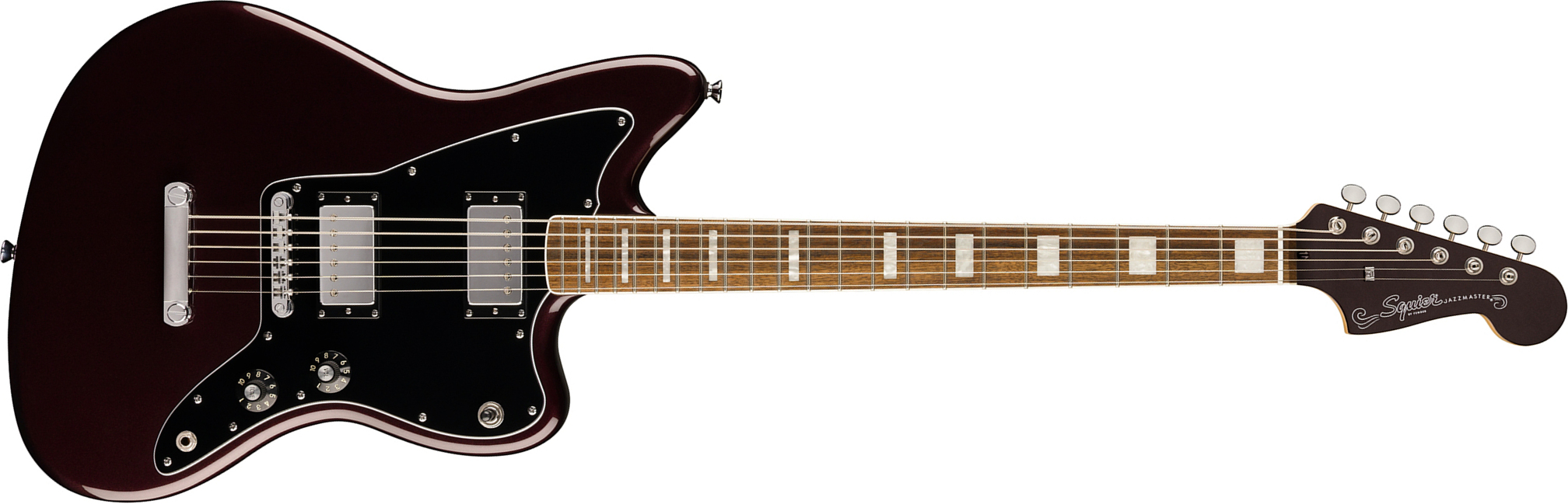 Squier Jazzmaster Baritone Hh Paranormal 2h Ht Lau - Oxblood - Retro-rock elektrische gitaar - Main picture