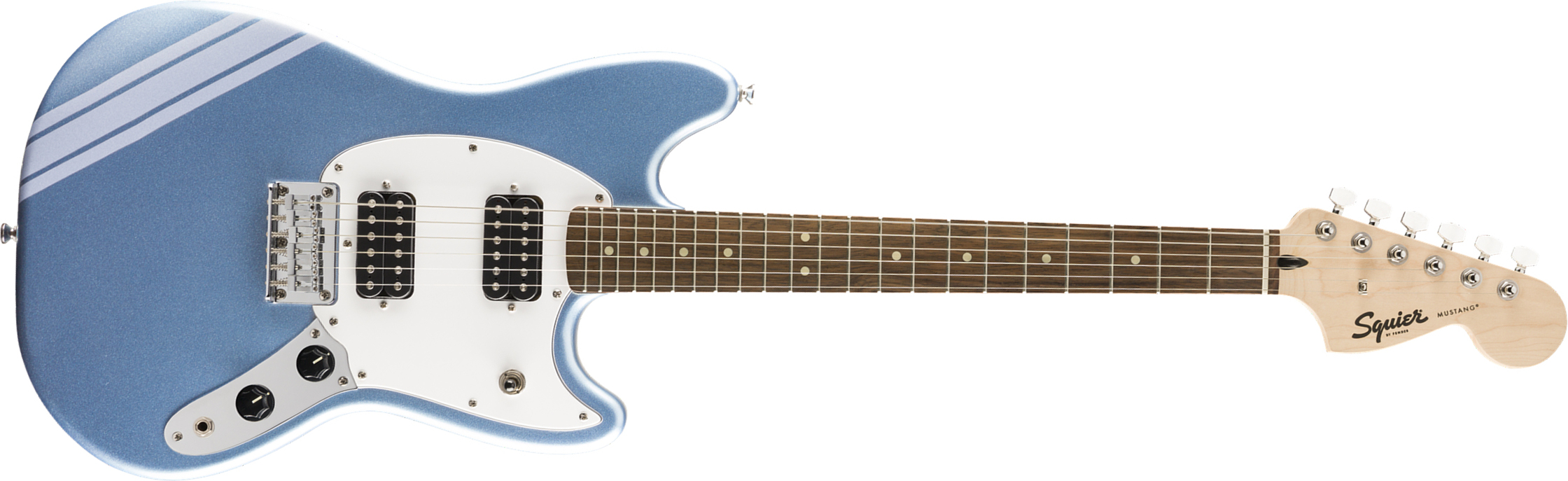Squier Mustang Bullet Competition Hh Fsr Ht Lau - Lake Placid Blue - Retro-rock elektrische gitaar - Main picture