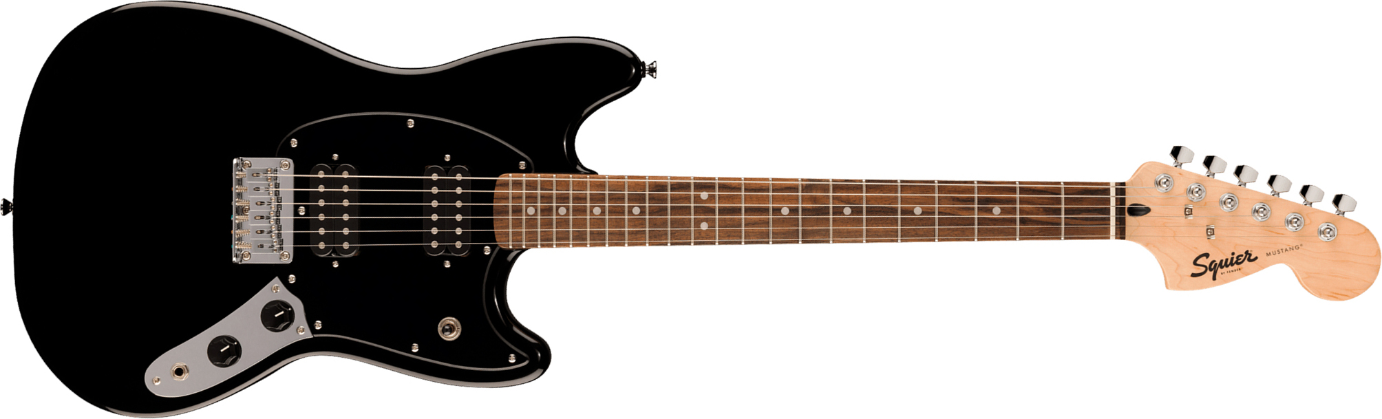 Squier Mustang Hh Sonic Shsc 2h Ht Lau - Black - Retro-rock elektrische gitaar - Main picture
