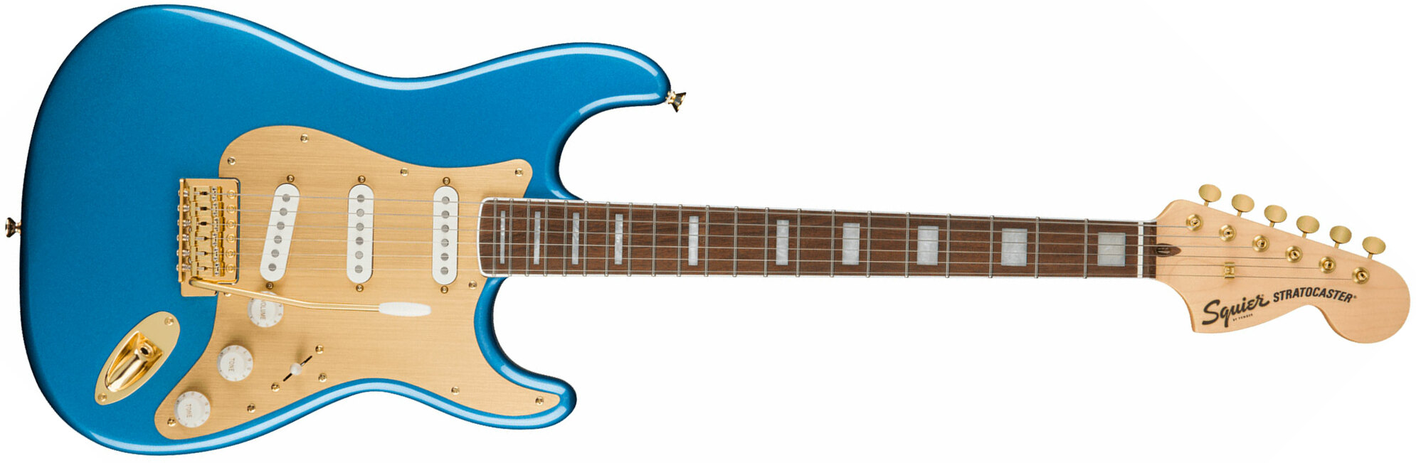 Squier Strat 40th Anniversary Gold Edition Lau - Lake Placid Blue - Elektrische gitaar in Str-vorm - Main picture