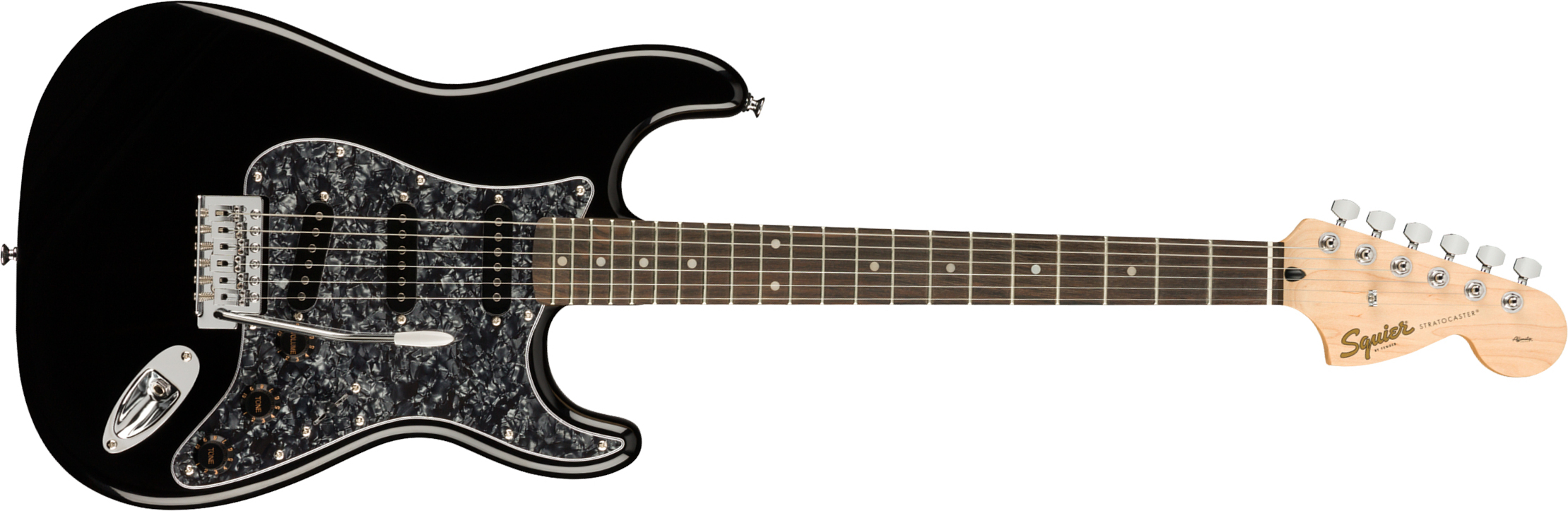 Squier Strat Affinity Black Pearl Pickguard Fsr Ltd Sss Trem Lau - Black - Elektrische gitaar in Str-vorm - Main picture