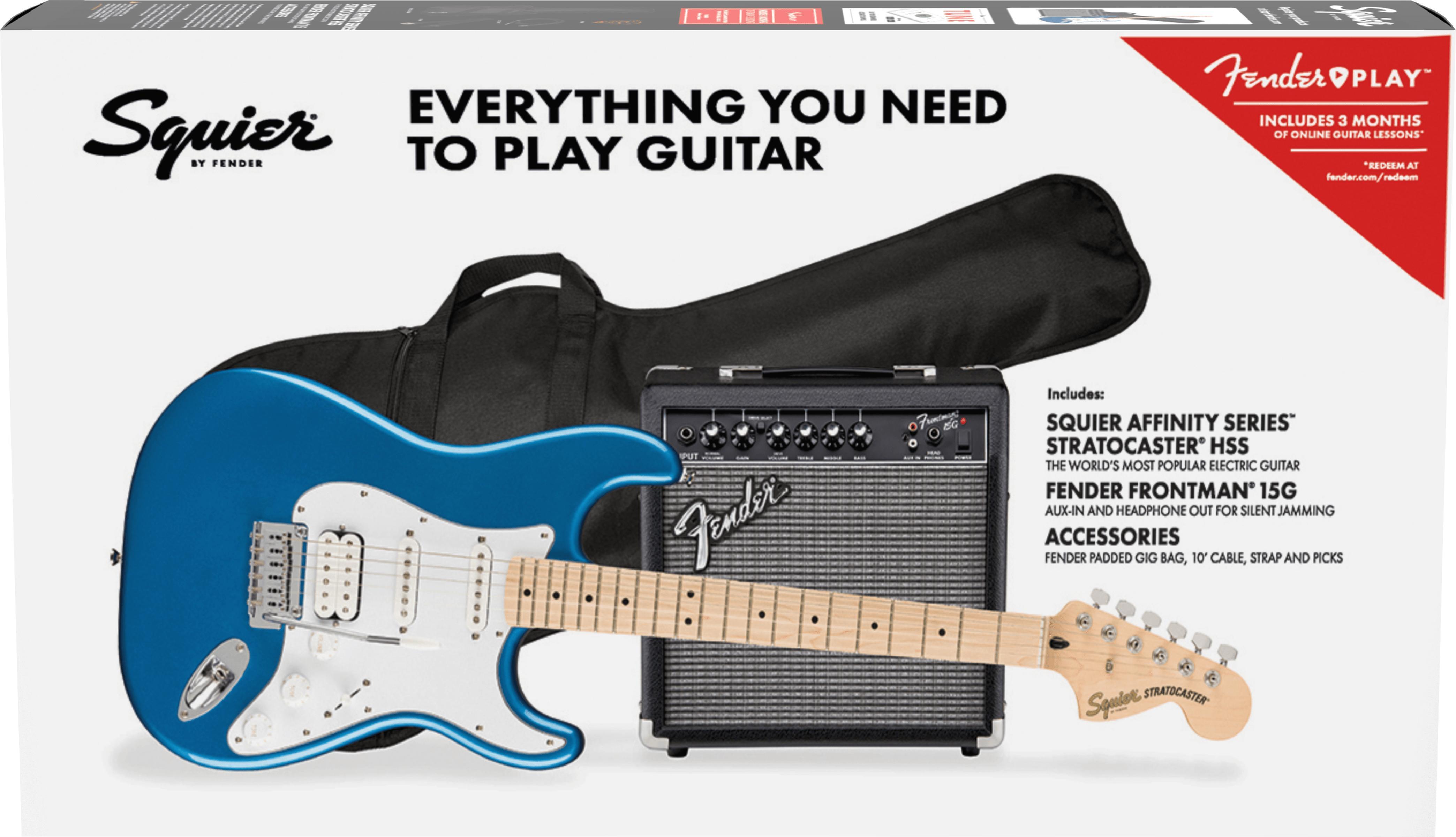 Elektrische gitaar set Squier Strat Affinity HSS Pack - Lake placid blue