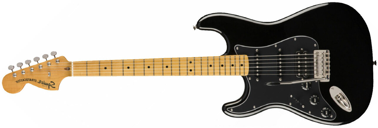 Squier Strat Classic Vibe 70s 2019 Lh Gaucher Hss Mn - Black - Linkshandige elektrische gitaar - Main picture