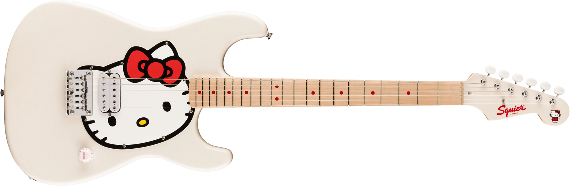 Squier Strat Fender X Hello Kitty 1h Ht Mn - White - Elektrische gitaar in Strat vorm - Main picture