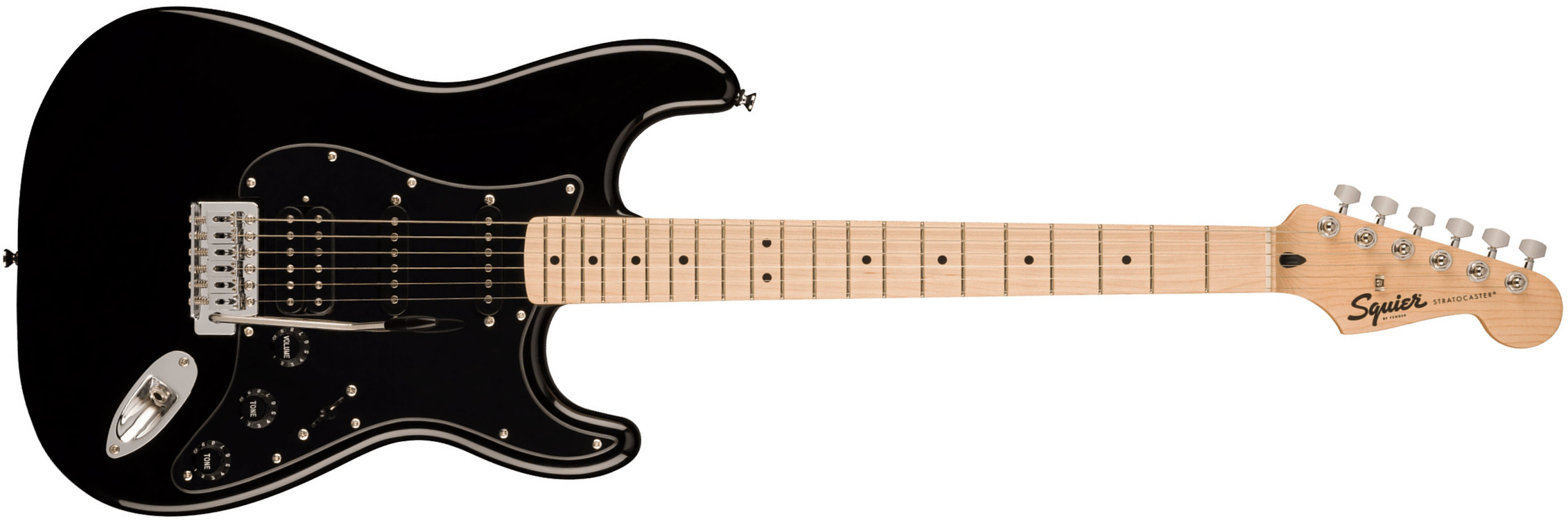 Squier Strat Sonic Hss Trem Mn - Black - Elektrische gitaar in Str-vorm - Main picture