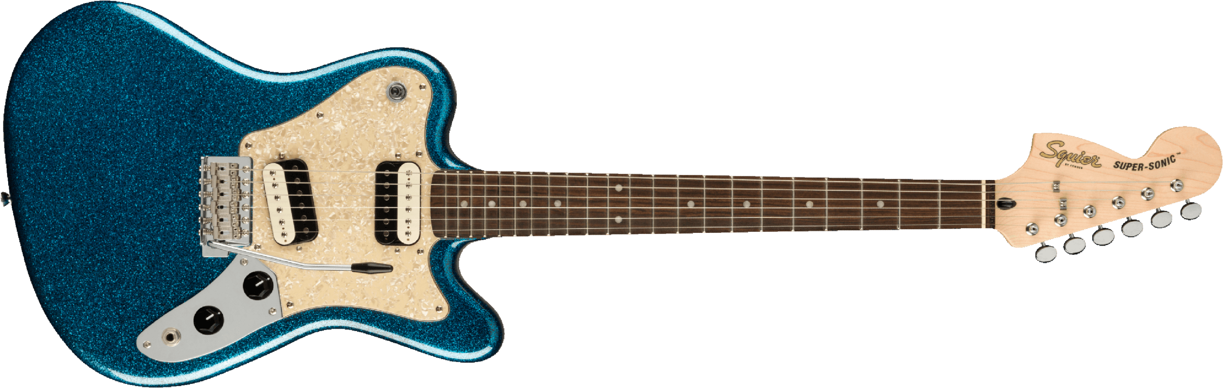 Squier Super-sonic Paranormal Hh Trem Lau - Blue Sparkle - Retro-rock elektrische gitaar - Main picture