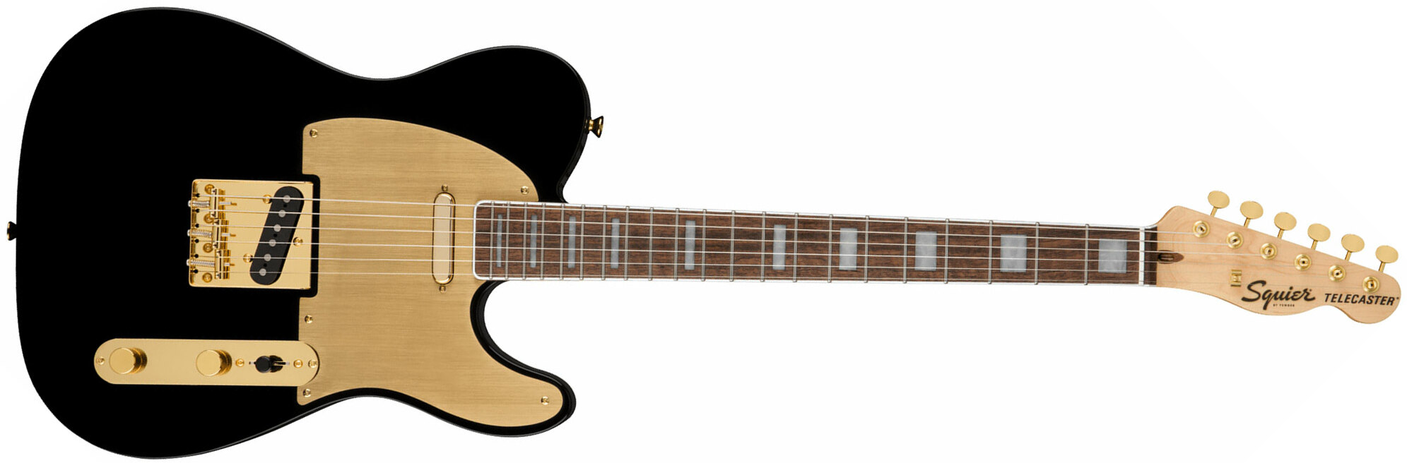 Squier Tele 40th Anniversary Gold Edition Lau - Black - Televorm elektrische gitaar - Main picture