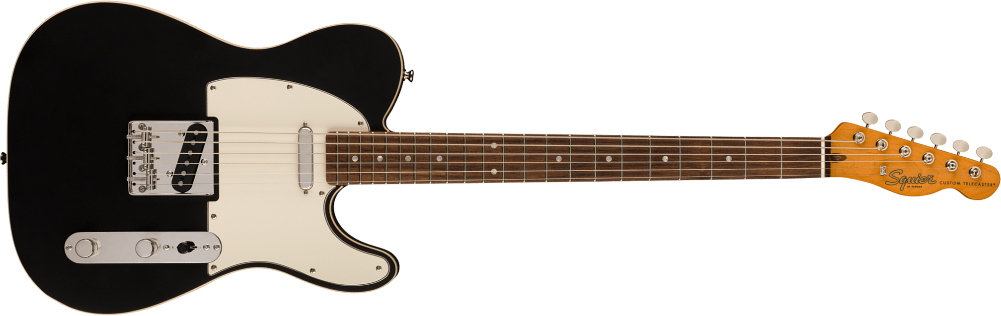 Squier Tele Baritone Custom Classic Vibe Fsr 2s Ht Lau - Satin Black - Bariton elektrische gitaar - Main picture