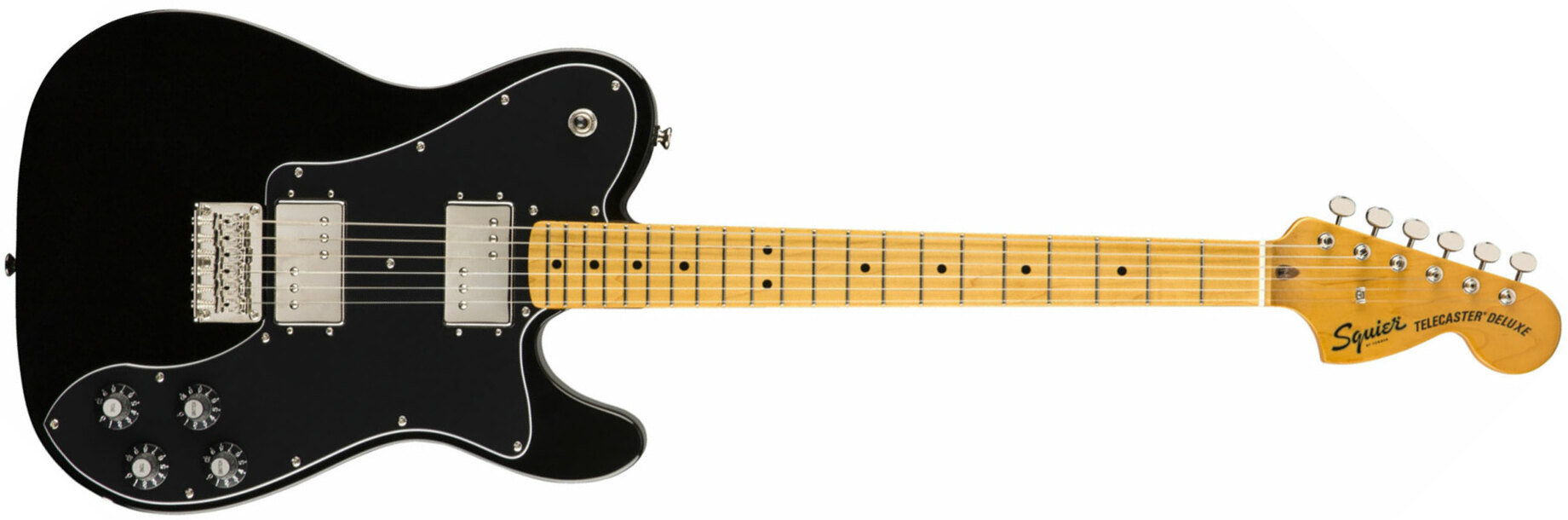 Squier Tele Deluxe Classic Vibe 70s 2019 Hh Mn - Black - Televorm elektrische gitaar - Main picture