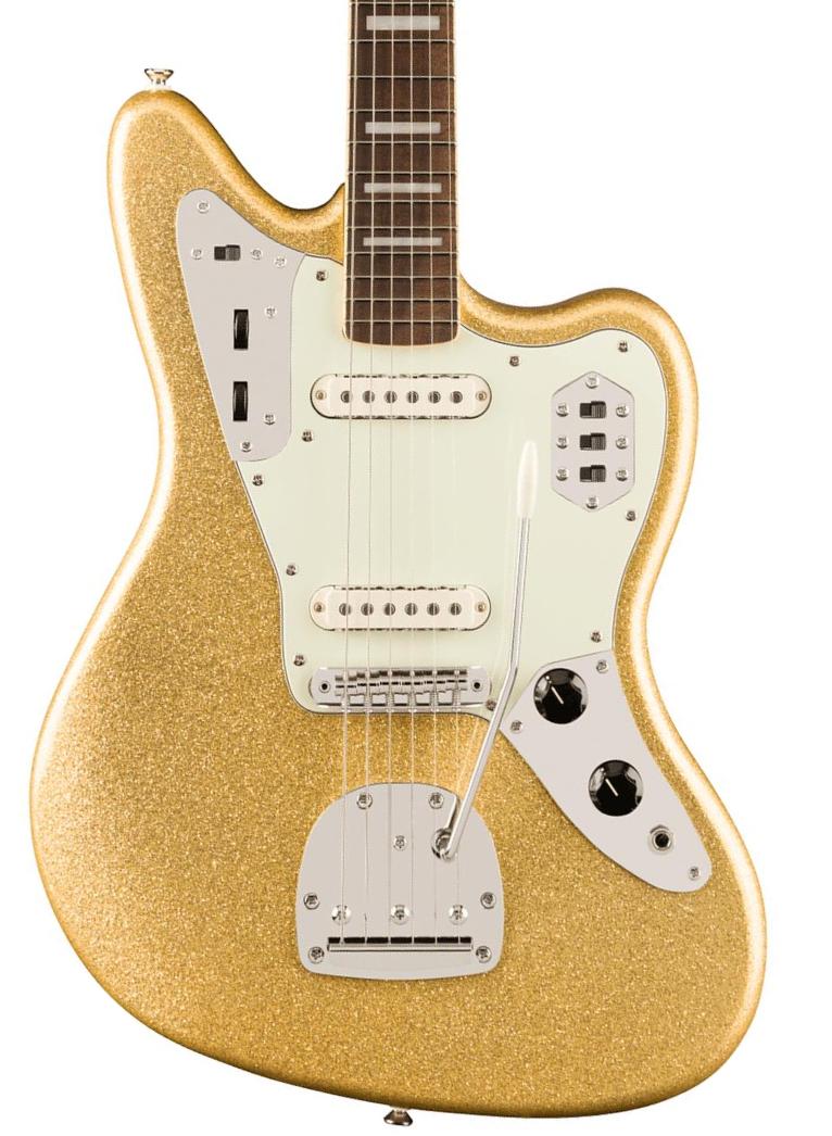 Retro-rock elektrische gitaar Squier FSR Classic Vibe '70s Jaguar - Gold sparkle w. matching headstock