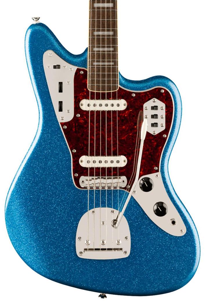 Retro-rock elektrische gitaar Squier FSR Classic Vibe '70s Jaguar - Blue sparkle w. matching headstock