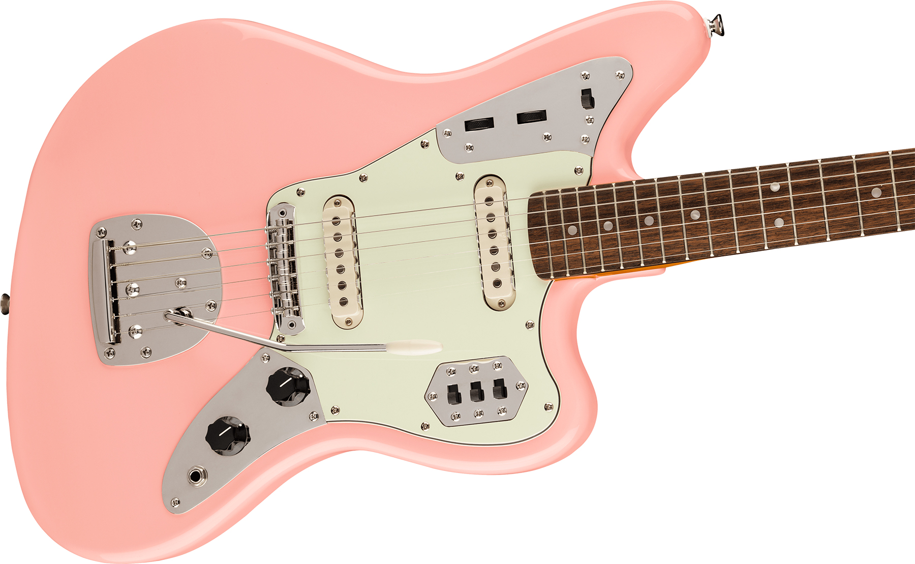 Squier Jaguar Classic Vibe 60s Fsr Ltd Lau - Shell Pink - Retro-rock elektrische gitaar - Variation 2