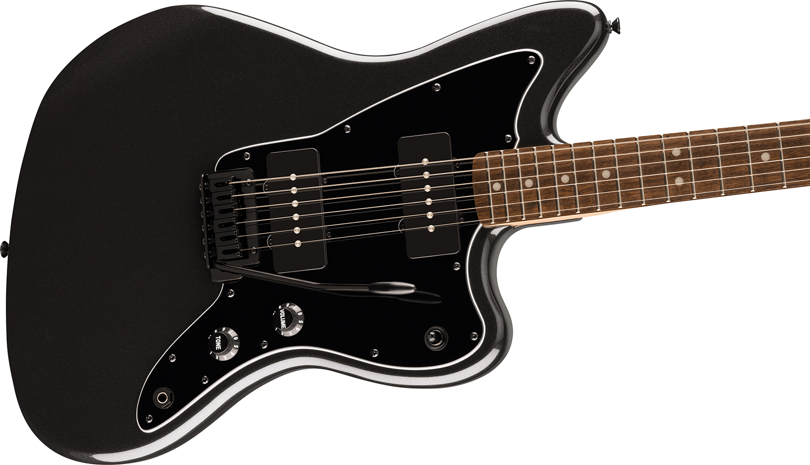 Squier Jazzmaster Affinity Fsr Ltd 2s Trem Lau - Metallic Black - Retro-rock elektrische gitaar - Variation 2