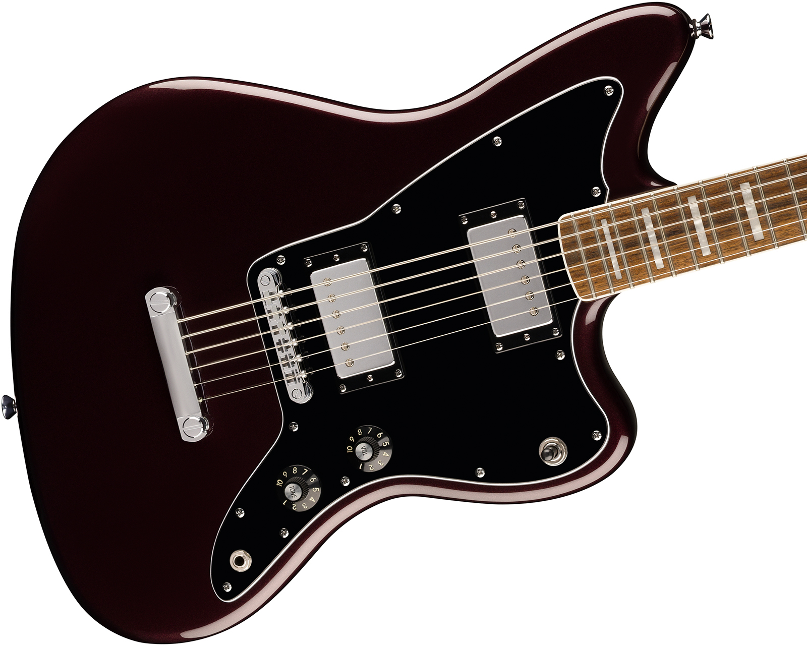 Squier Jazzmaster Baritone Hh Paranormal 2h Ht Lau - Oxblood - Retro-rock elektrische gitaar - Variation 2