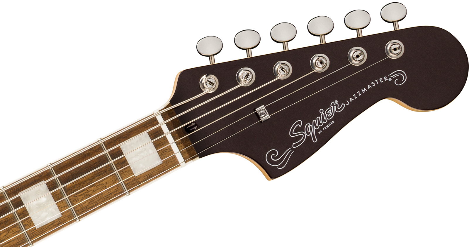 Squier Jazzmaster Baritone Hh Paranormal 2h Ht Lau - Oxblood - Retro-rock elektrische gitaar - Variation 3