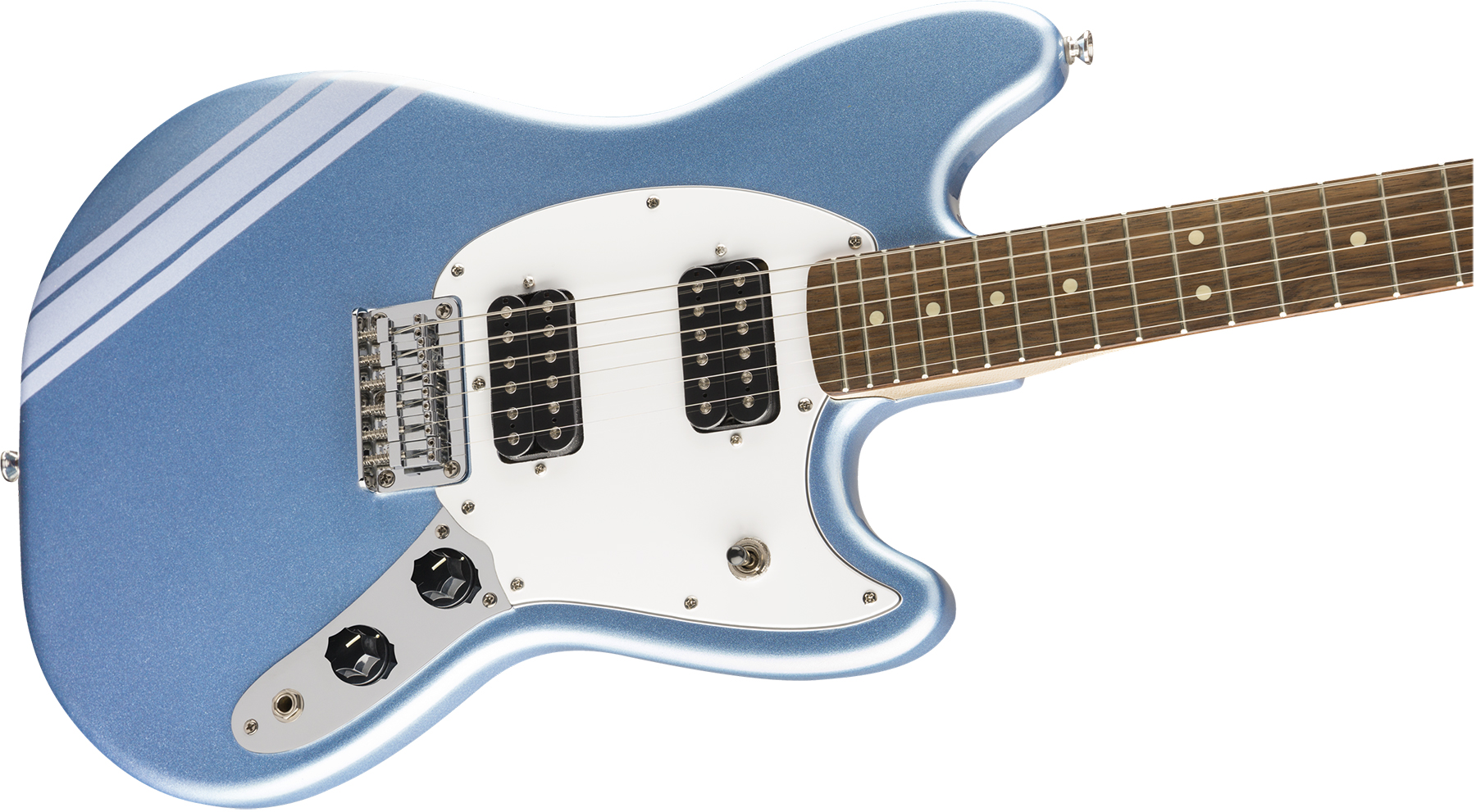 Squier Mustang Bullet Competition Hh Fsr Ht Lau - Lake Placid Blue - Retro-rock elektrische gitaar - Variation 2
