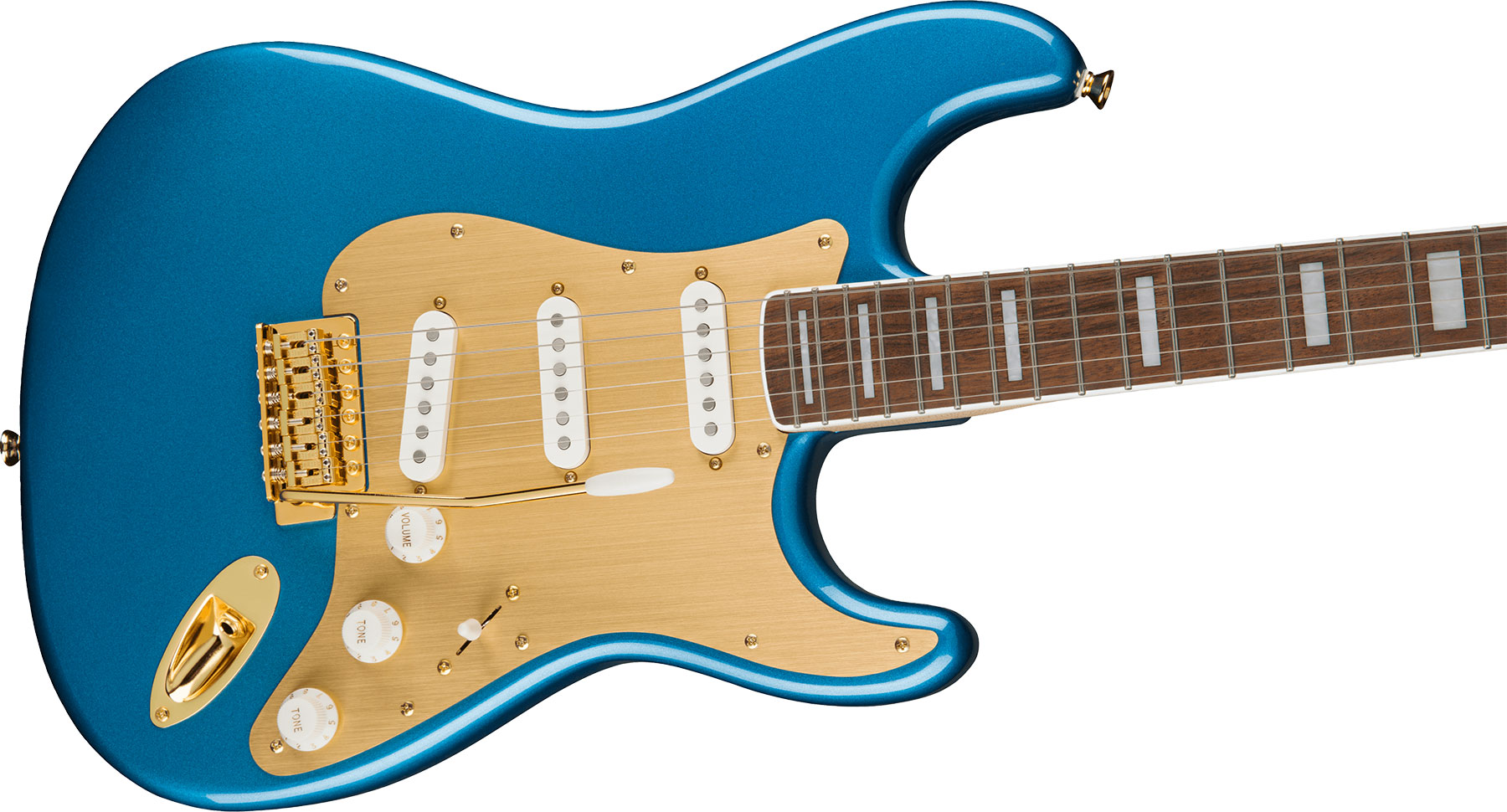 Squier Strat 40th Anniversary Gold Edition Lau - Lake Placid Blue - Elektrische gitaar in Str-vorm - Variation 2
