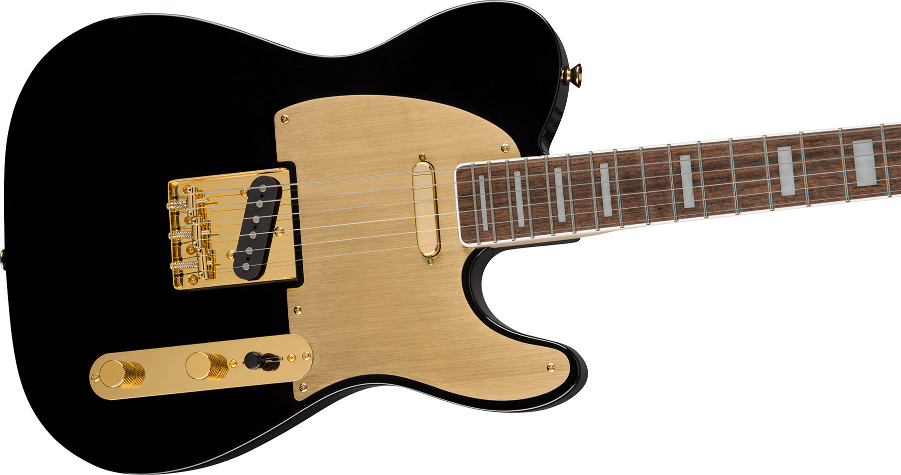 Squier Tele 40th Anniversary Gold Edition Lau - Black - Televorm elektrische gitaar - Variation 2