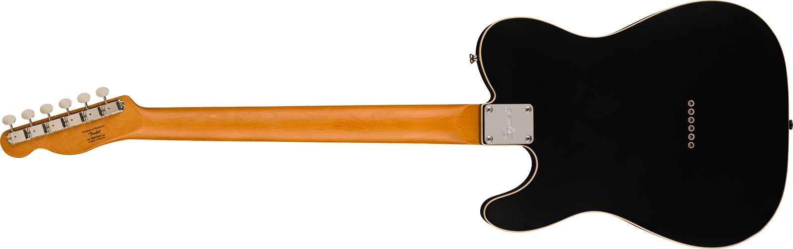 Squier Tele Baritone Custom Classic Vibe Fsr 2s Ht Lau - Satin Black - Bariton elektrische gitaar - Variation 1