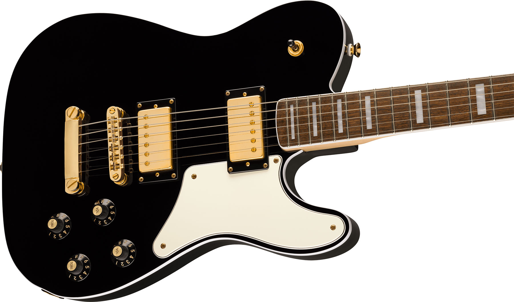 Squier Tele Troublemaker Deluxe Paranormal Ltd 2h Ht Lau - Black Matching Headstock - Retro-rock elektrische gitaar - Variation 2