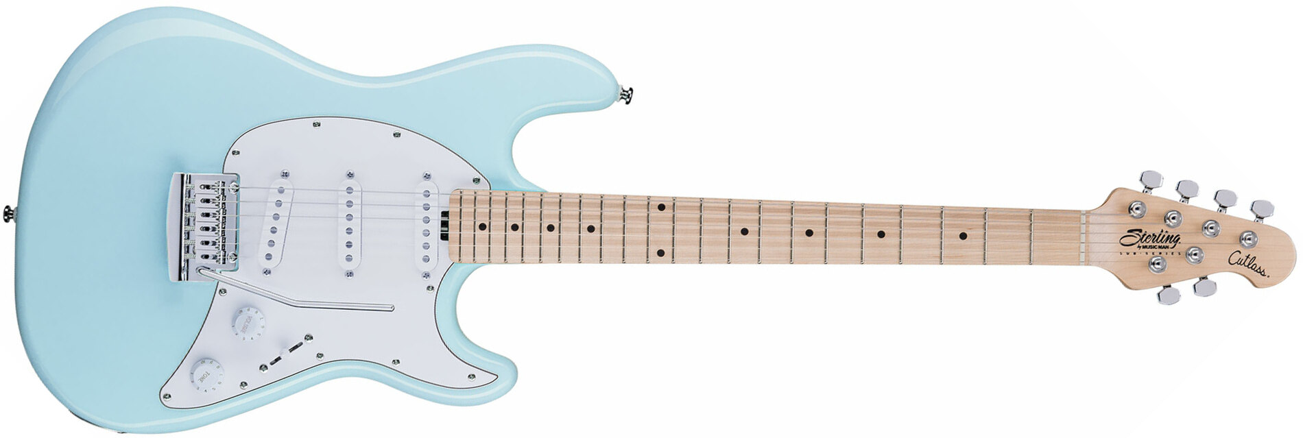 Sterling By Musicman Cutlass Ct30sss 3s Trem Mn - Daphne Blue - Elektrische gitaar in Str-vorm - Main picture