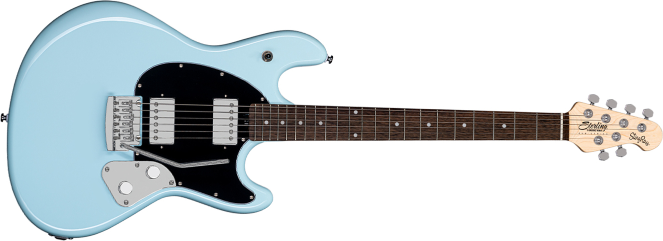 Sterling By Musicman Stingray Guitar Sr30 Hh Trem Lau - Daphne Blue - Elektrische gitaar in Str-vorm - Main picture