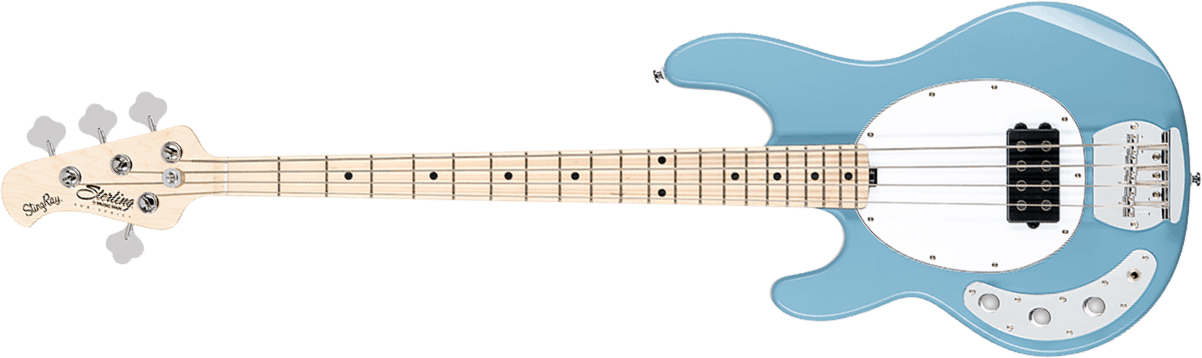 Sterling By Musicman Stingray Ray4h Lh 4c Gaucher Active Mn - Chopper Blue - Solid body elektrische bas - Main picture