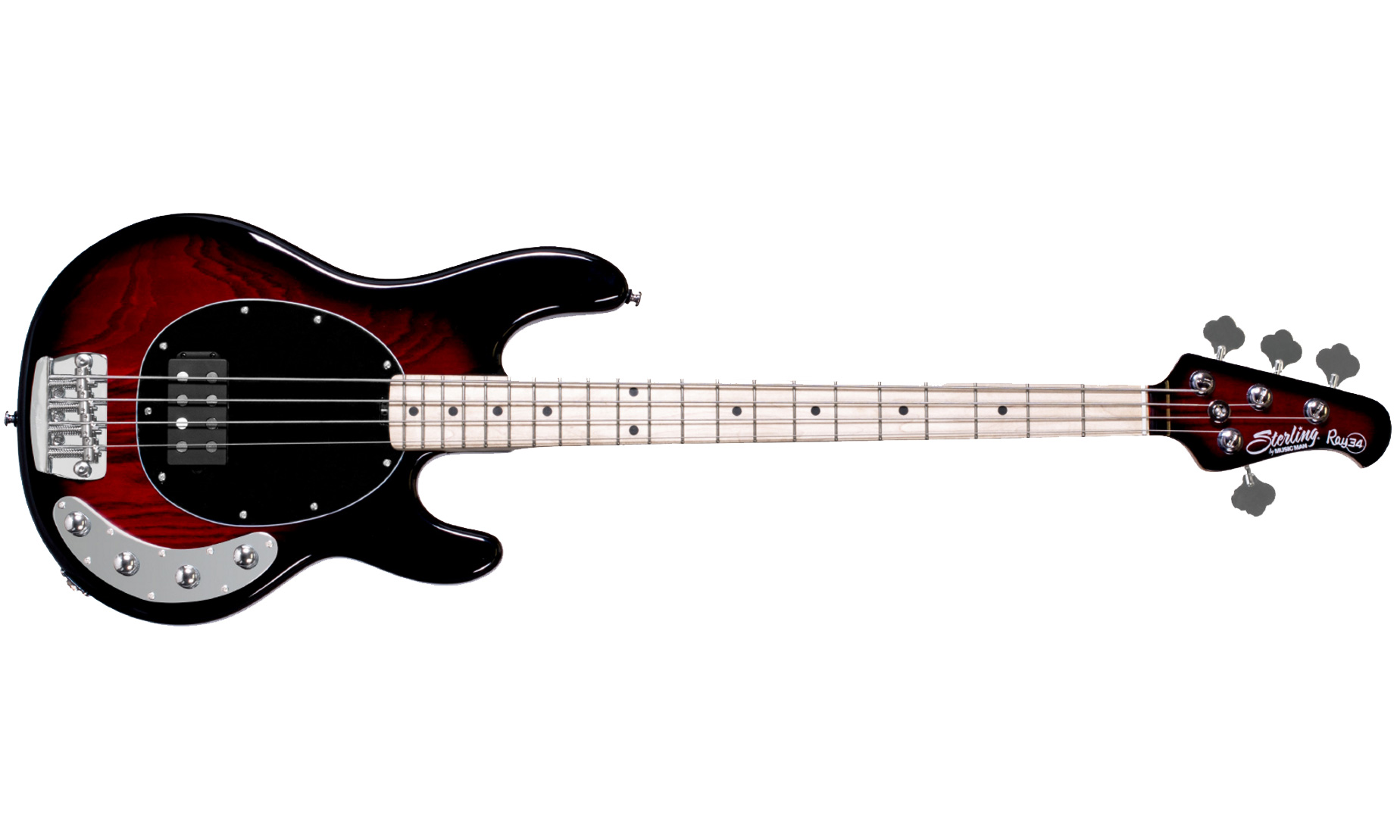 Sterling By Musicman Stingray Ray34 Active Mn - Ruby Red Burst - Solid body elektrische bas - Variation 1