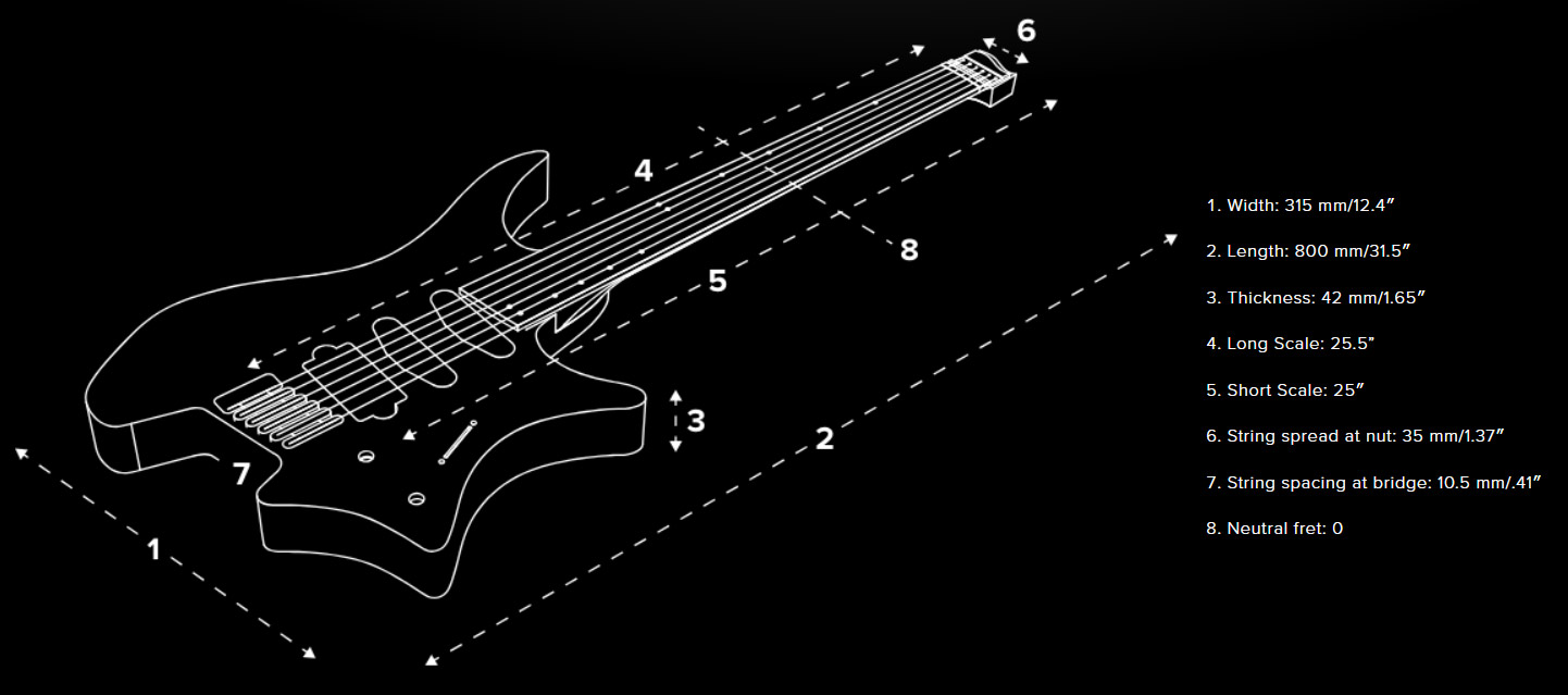 Strandberg Boden Prog Nx 6c Multiscale 2h Ht Ric - Charcoal Black - Multi-scale gitaar - Variation 6
