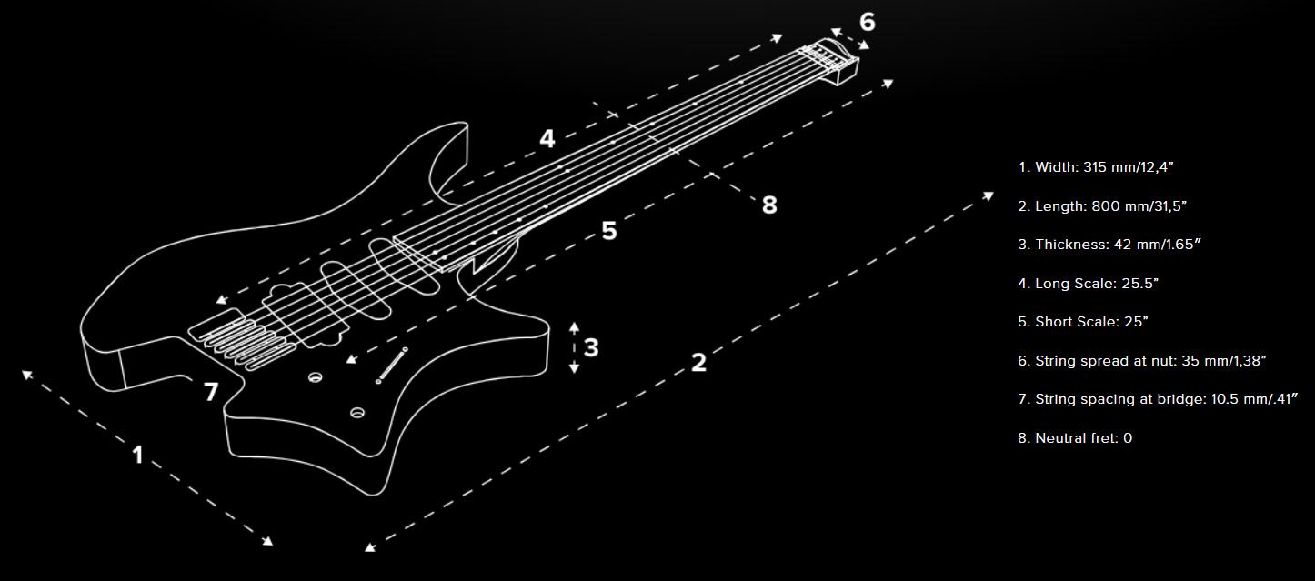 Strandberg Plini Edition Boden Nx6 Neck-thru Signature Multiscale 2h Trem Ric - Black - Kenmerkende elektrische gitaar - Variation 4