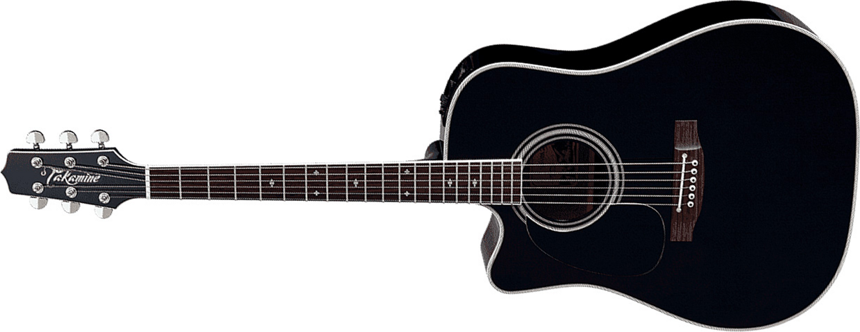 Takamine Ef341sclh Legacy Japan Dreadnought Cw Gaucher Epicea Erable Ct4bii - Black - Elektro-akoestische gitaar - Main picture