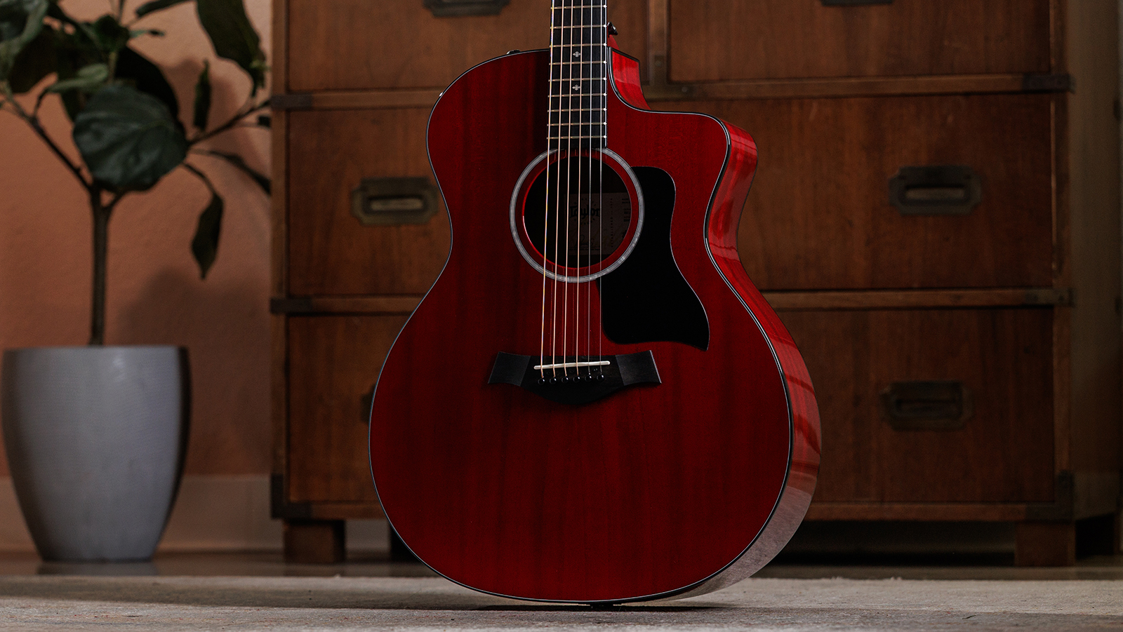 Taylor 224ce Plus Special Edition Grand Auditorium Cw Acajou Sapele Eb Es2 - Trans Red - Folk gitaar - Variation 2