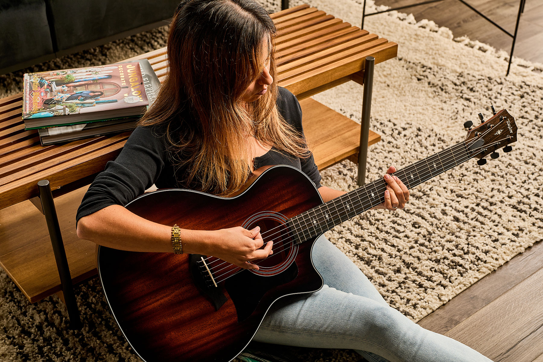 Taylor 324ce Tropical Mahogany Lh Grand Auditorium Cw Gaucher Tout Acajou Eb Es2 - Shaded Edge Burst - Volksgitaar - Variation 4