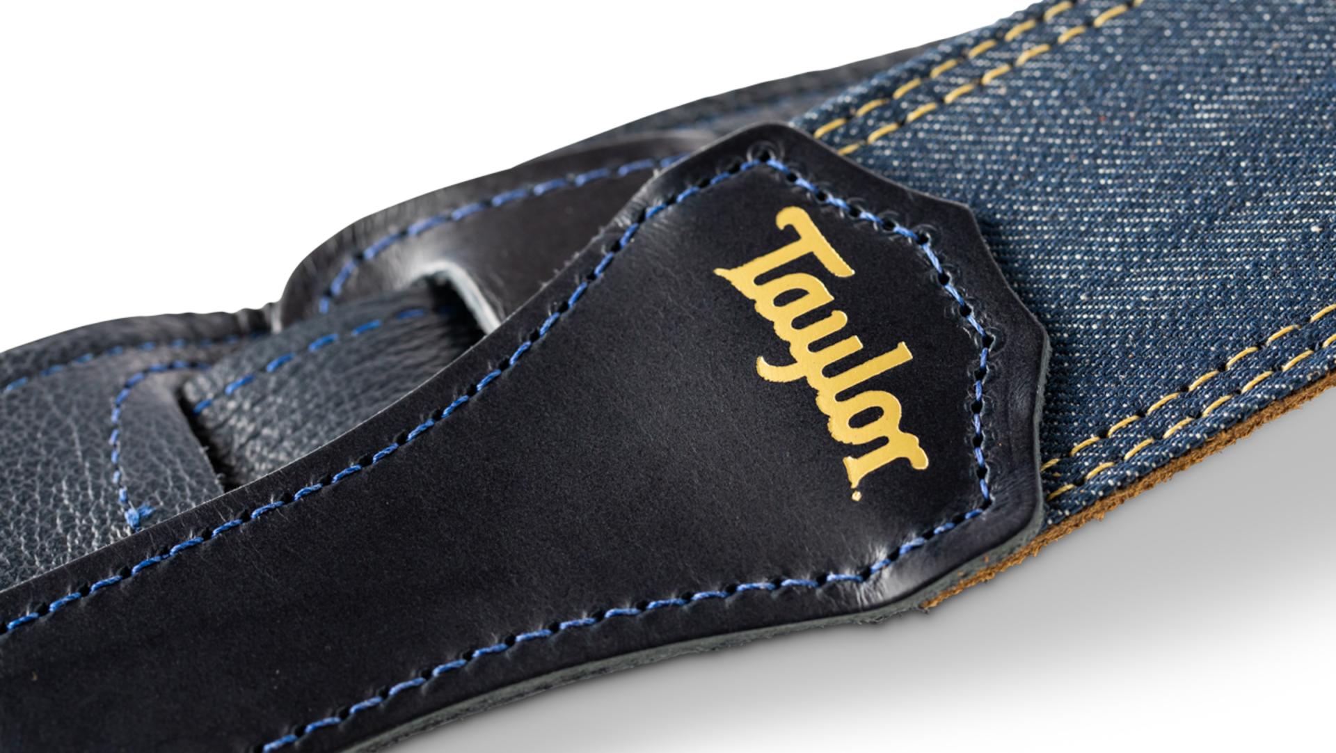 Taylor Blue Denim Guitar Strap 2-inc Gold Logo 4301-20 - Gitaarriem - Variation 3