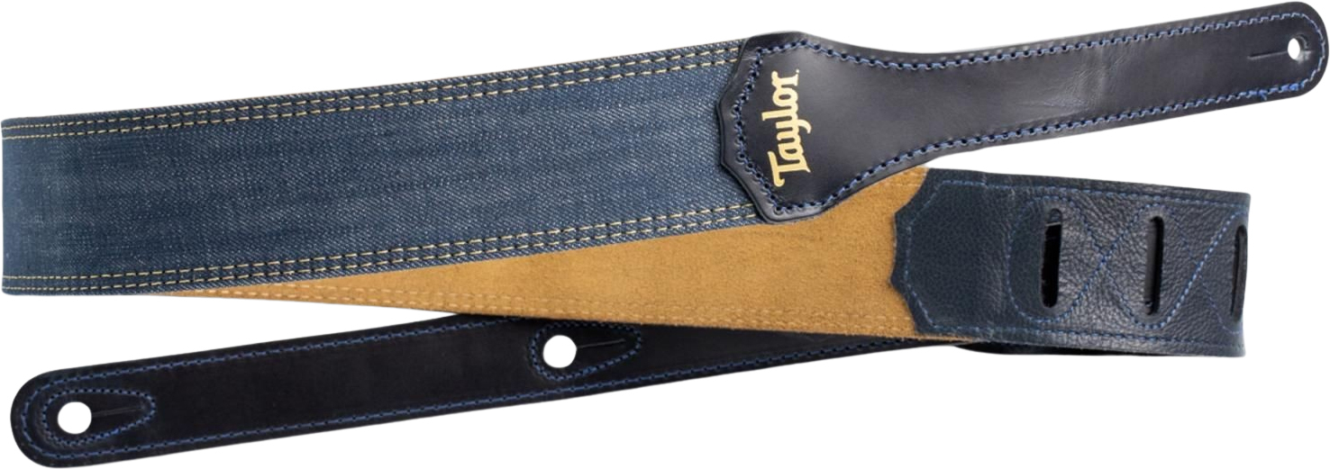 Taylor Blue Denim Guitar Strap 2-inc Gold Logo 4301-20 - Gitaarriem - Main picture